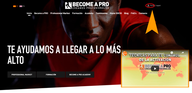Entra en tu perfil de Become a PRO